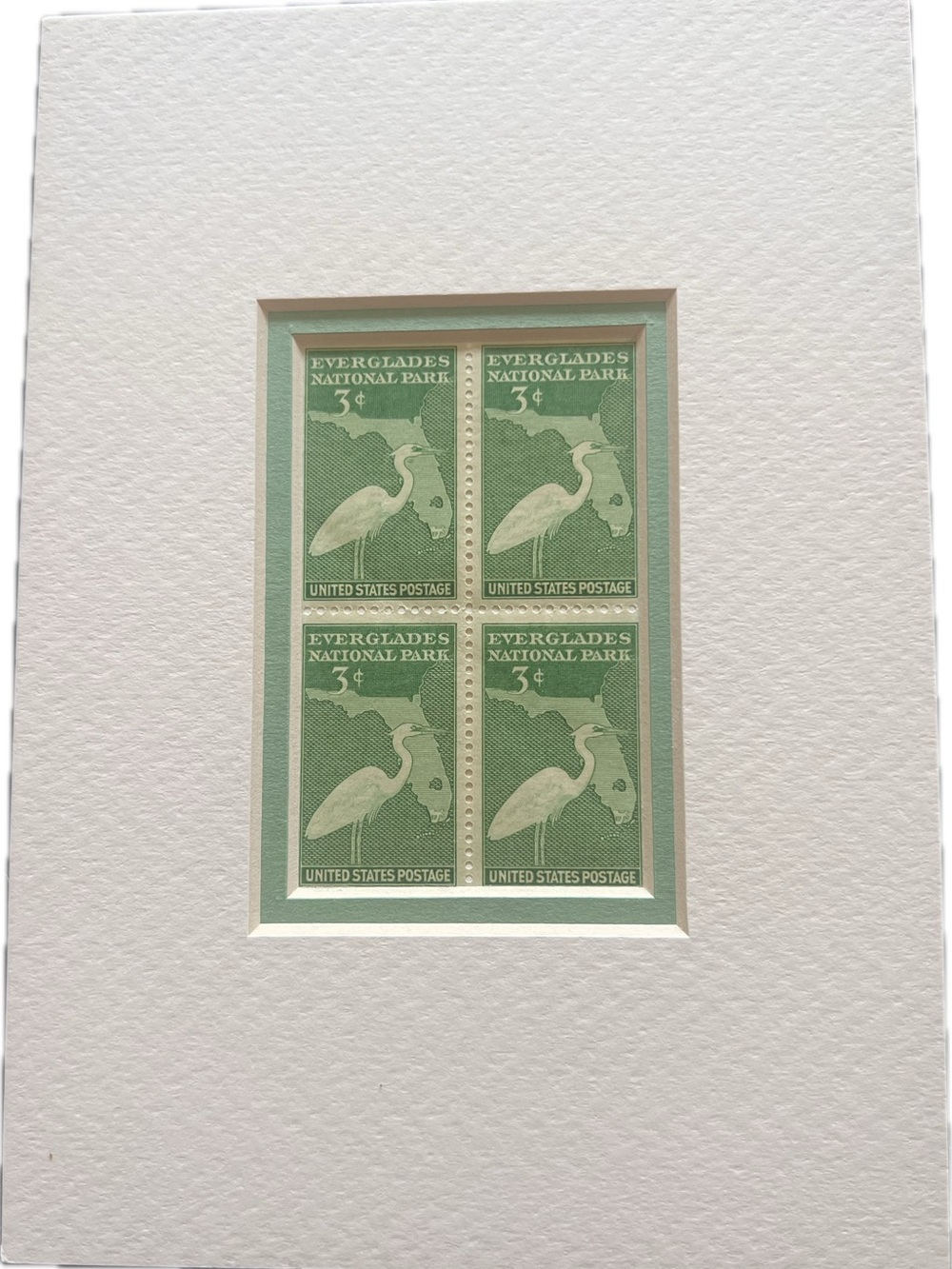 Stamps of Everglades National Park 1947 Block of Four Double Matted